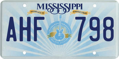 MS license plate AHF798