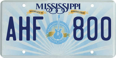 MS license plate AHF800