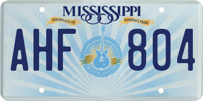 MS license plate AHF804
