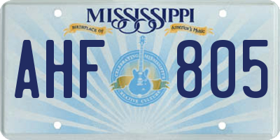 MS license plate AHF805