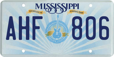 MS license plate AHF806