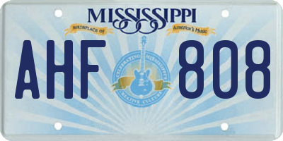 MS license plate AHF808
