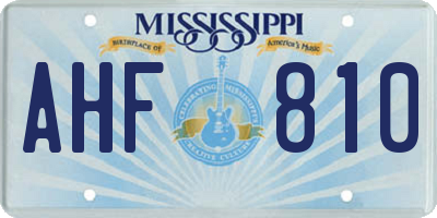 MS license plate AHF810