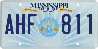 MS license plate AHF811