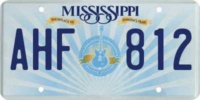 MS license plate AHF812