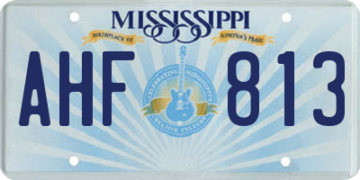 MS license plate AHF813