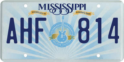 MS license plate AHF814