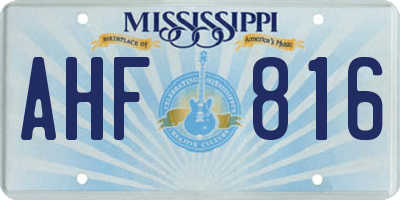 MS license plate AHF816