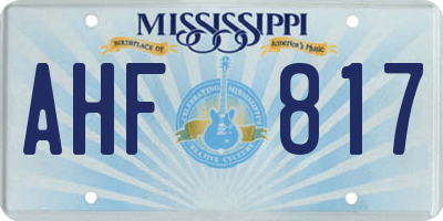 MS license plate AHF817
