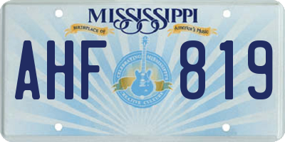 MS license plate AHF819