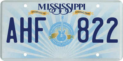 MS license plate AHF822