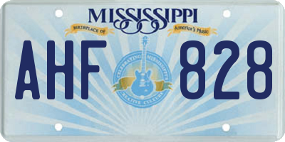 MS license plate AHF828