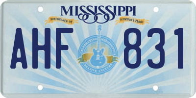 MS license plate AHF831