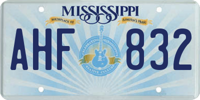 MS license plate AHF832