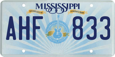 MS license plate AHF833