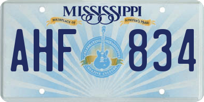MS license plate AHF834
