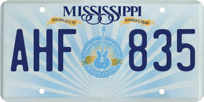 MS license plate AHF835
