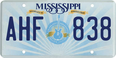 MS license plate AHF838