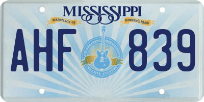 MS license plate AHF839