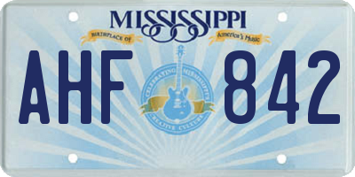 MS license plate AHF842