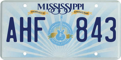 MS license plate AHF843