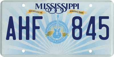 MS license plate AHF845