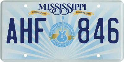 MS license plate AHF846