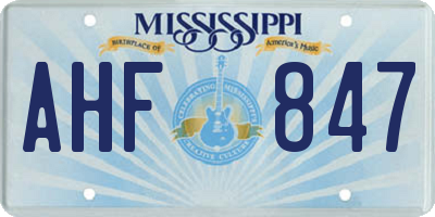 MS license plate AHF847