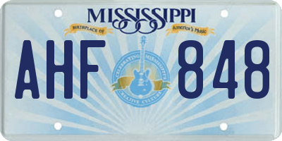 MS license plate AHF848