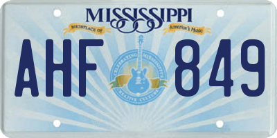 MS license plate AHF849