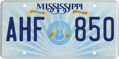MS license plate AHF850