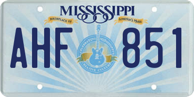 MS license plate AHF851