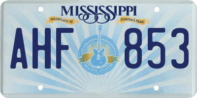 MS license plate AHF853