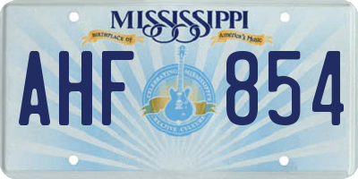 MS license plate AHF854