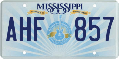 MS license plate AHF857