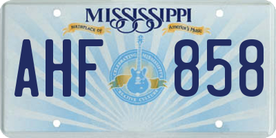 MS license plate AHF858