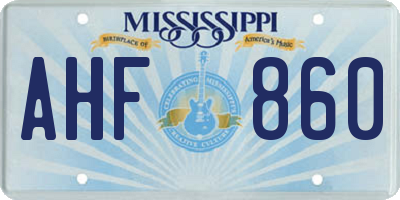 MS license plate AHF860