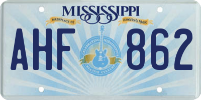 MS license plate AHF862