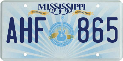 MS license plate AHF865