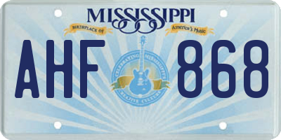 MS license plate AHF868