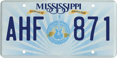 MS license plate AHF871