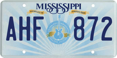 MS license plate AHF872