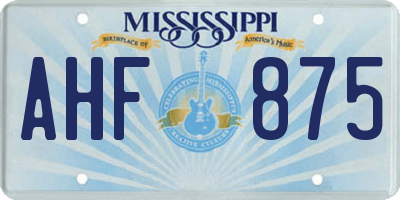 MS license plate AHF875