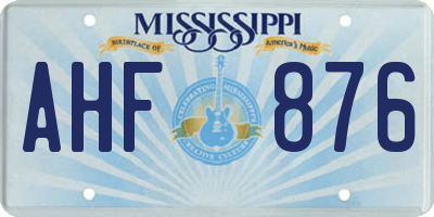 MS license plate AHF876