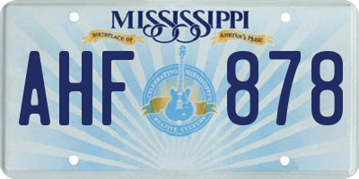 MS license plate AHF878