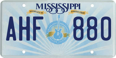 MS license plate AHF880