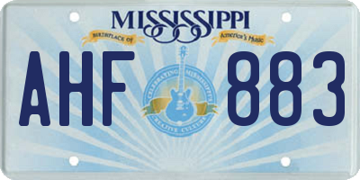 MS license plate AHF883