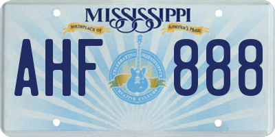 MS license plate AHF888