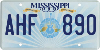 MS license plate AHF890