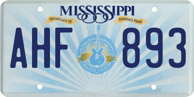 MS license plate AHF893